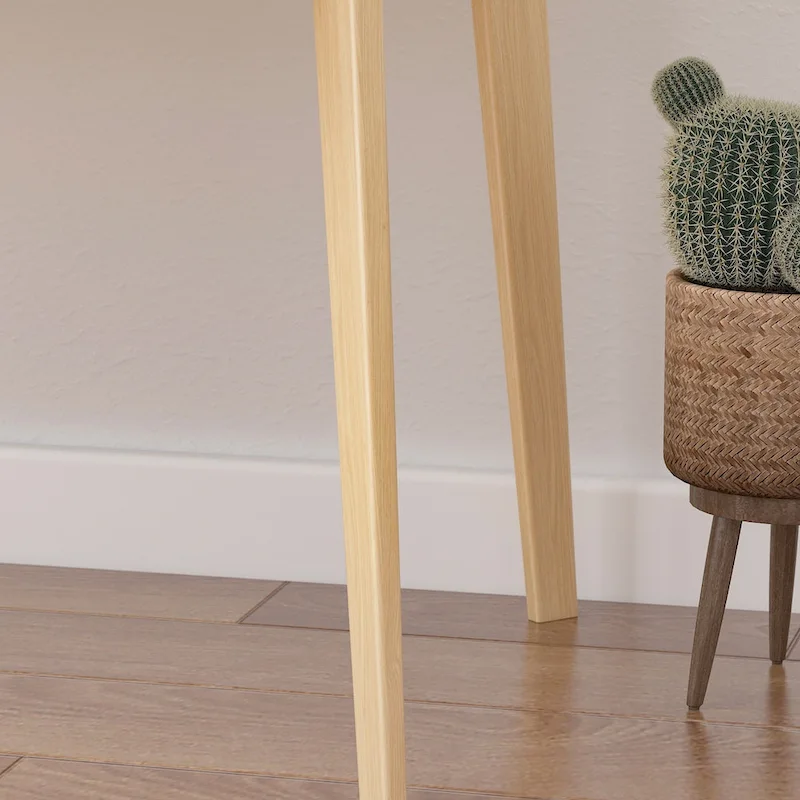 Timechee Beige Wooden Computer Desk, 47 Writing Desk with 2 Drawers