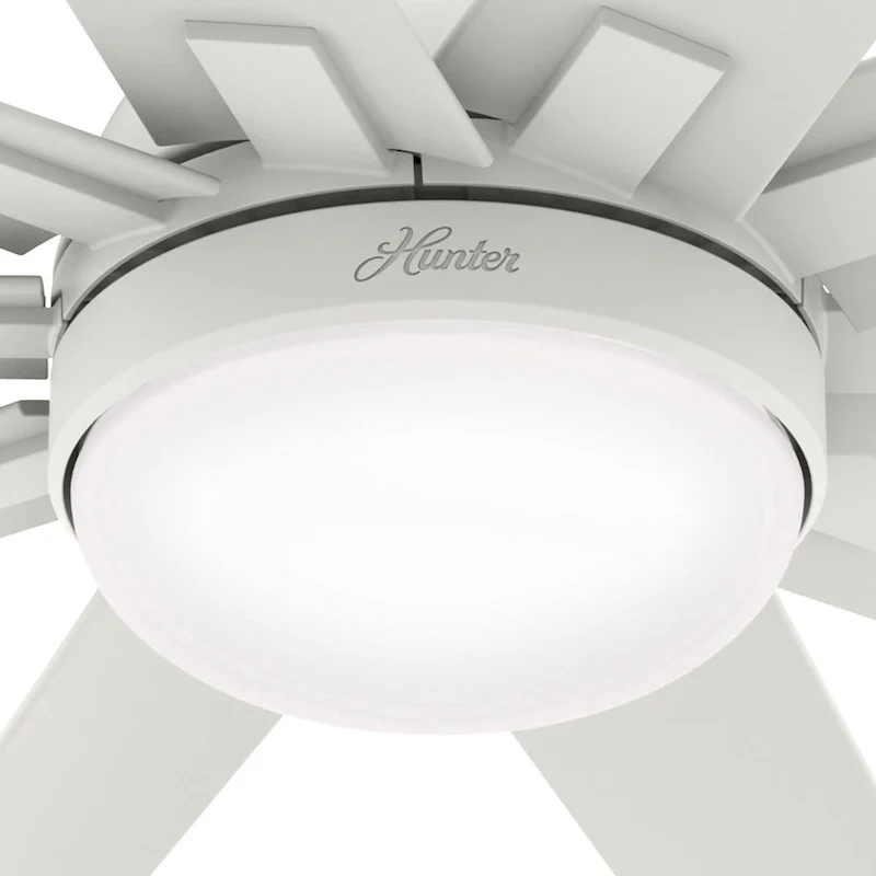 Hunter 60  Overton Damp Rated Ceiling Fan with LED Light Kit and Wall Control - Windmill, Transitional, Modern - ENERGY STAR