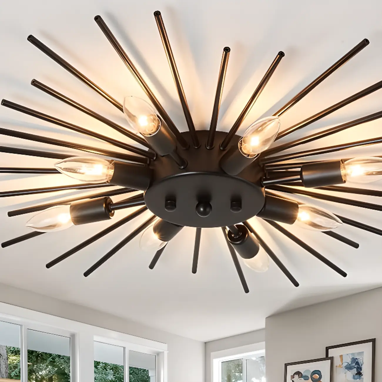 Gold Starburst Sputnik Flush Mount Ceiling Light