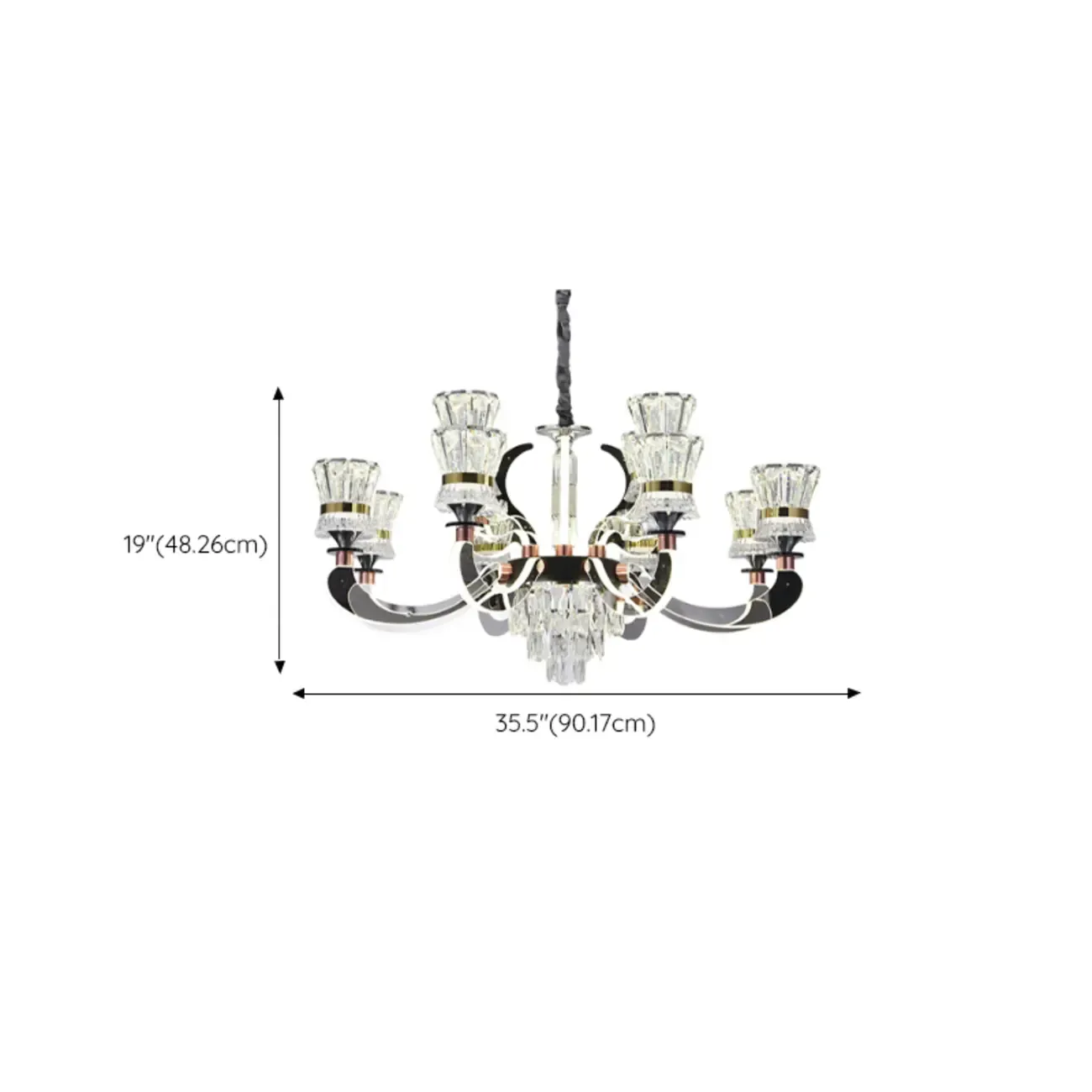 Luxury Chrome Tier Crystal Chandelier Modern Dimmable LED
