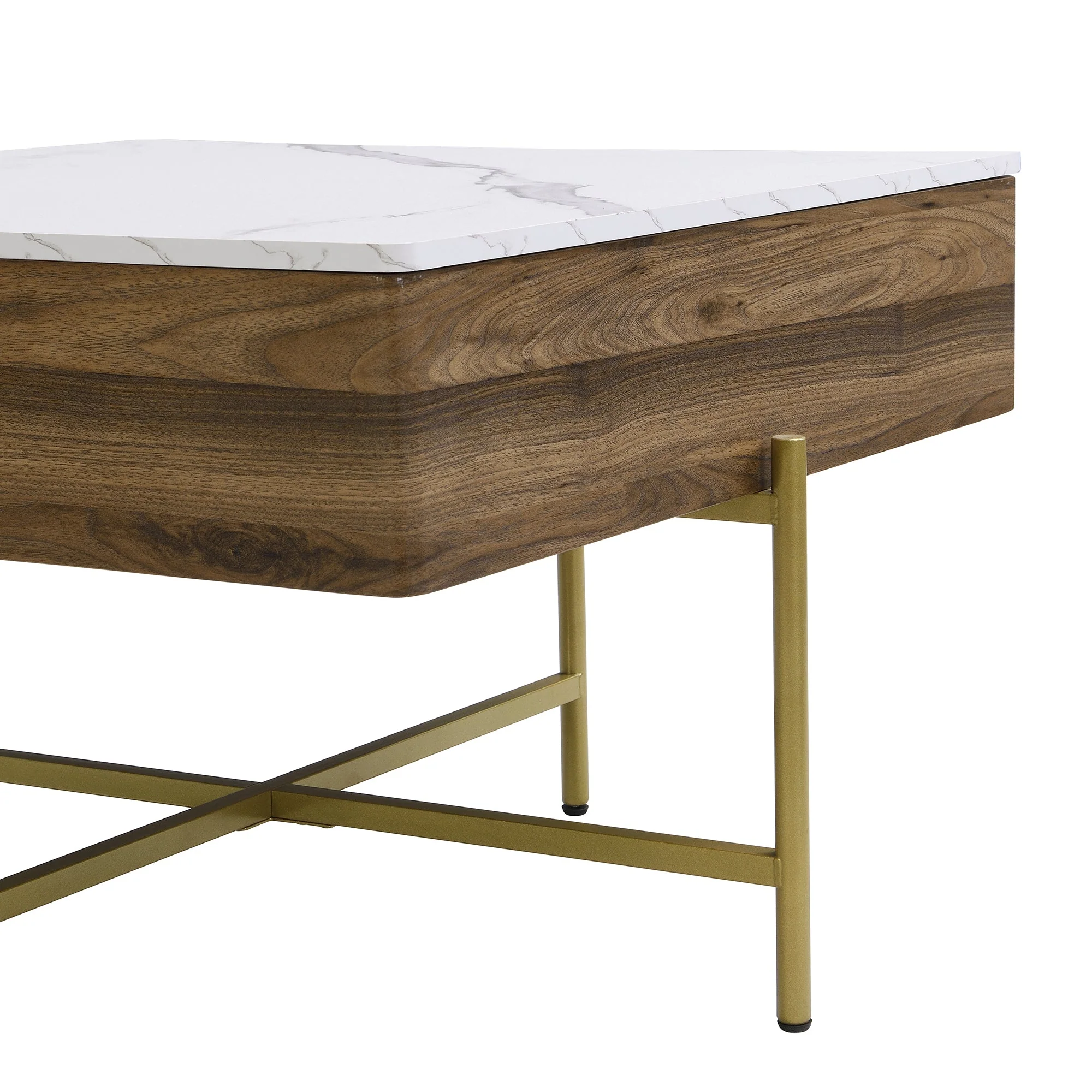 Walker Edison | Modern Square Lift-Top Coffee Table Set with 4 Ottomans