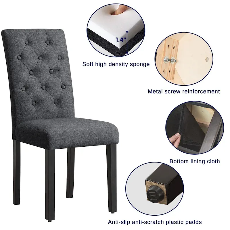 Subrtex Linen Parsons Upholstered Button Dining Chair (2-Pack)