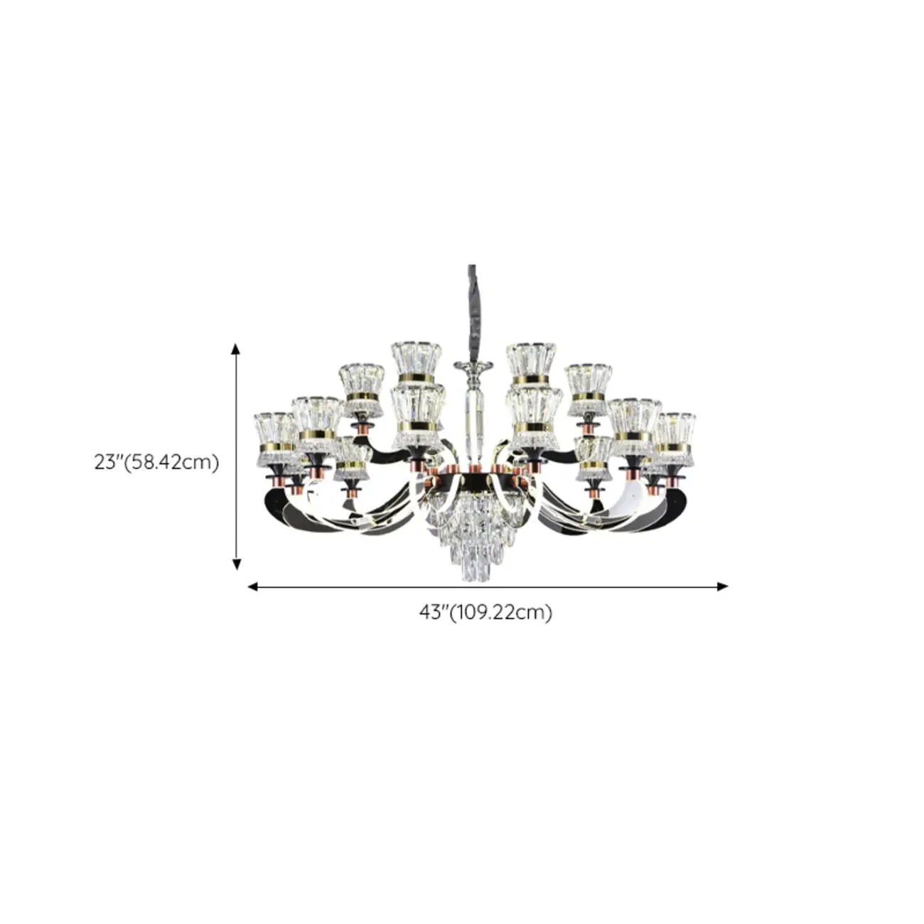 Luxury Chrome Tier Crystal Chandelier Modern Dimmable LED