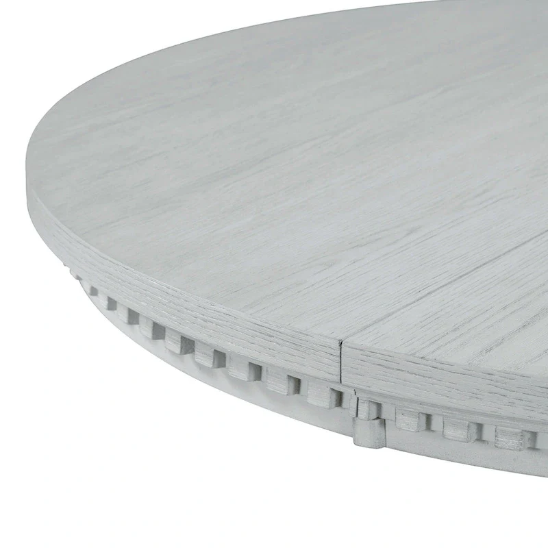 Antique Gray Retro 5-Piece Wooden Dining Table Set with Extendable Round Table & 4 Chairs