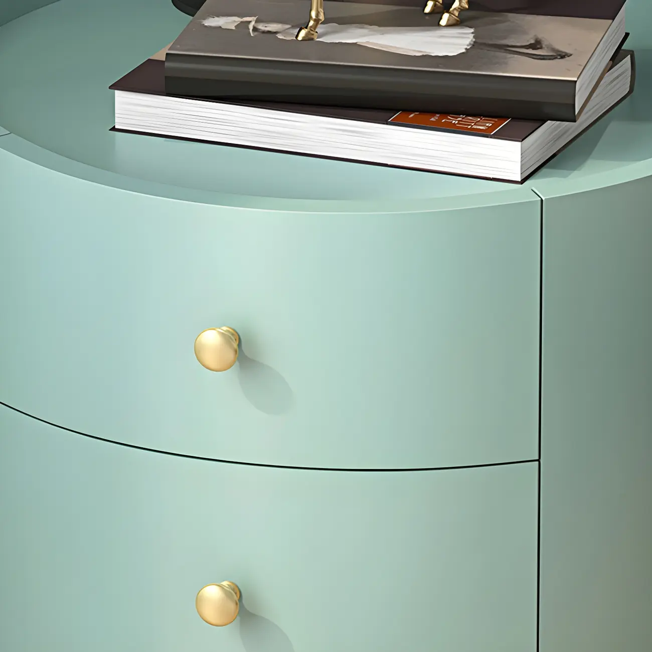 Glam Manufactured Wood Round 2-Drawer Nightstand