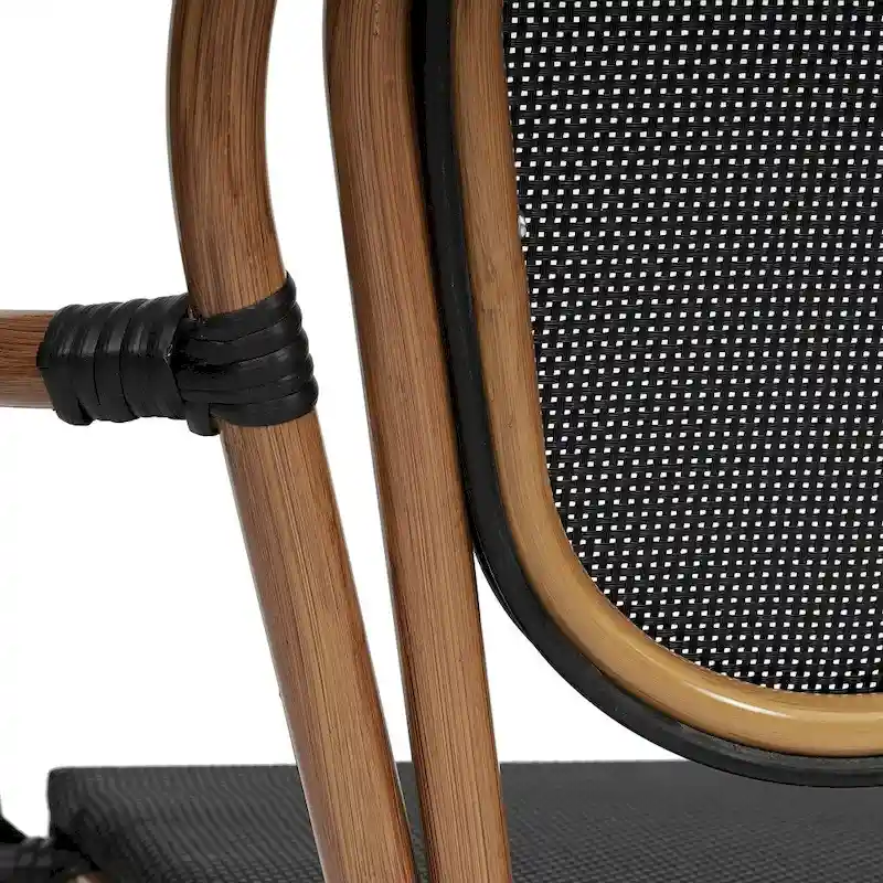 4 Pack All-Weather Commercial Paris Chairs with Arms and metal Frames - N/A