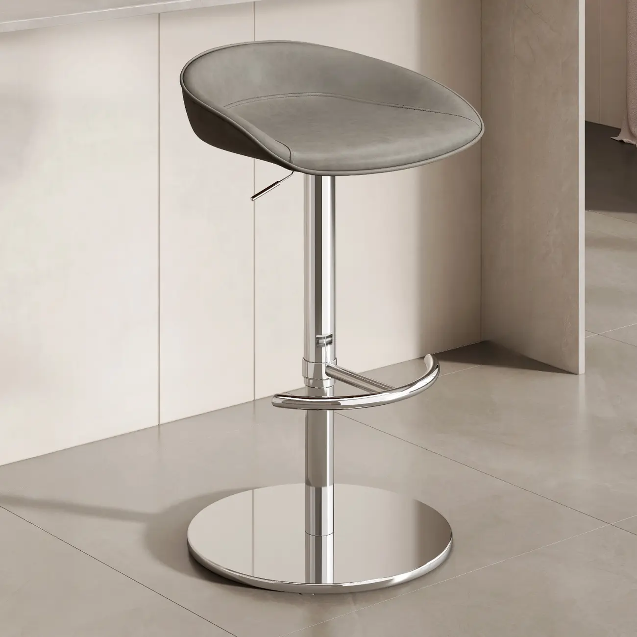 Industrial Modern Pedestal Leather Bar Stools