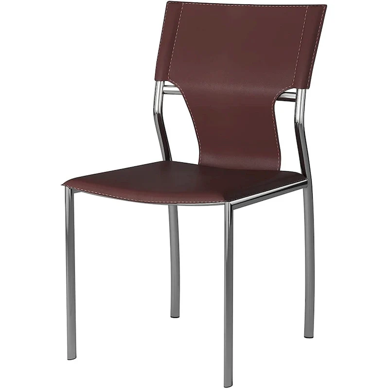 Dining Leather with Protective Coating Chair, Chrome Legs, Set of 4
