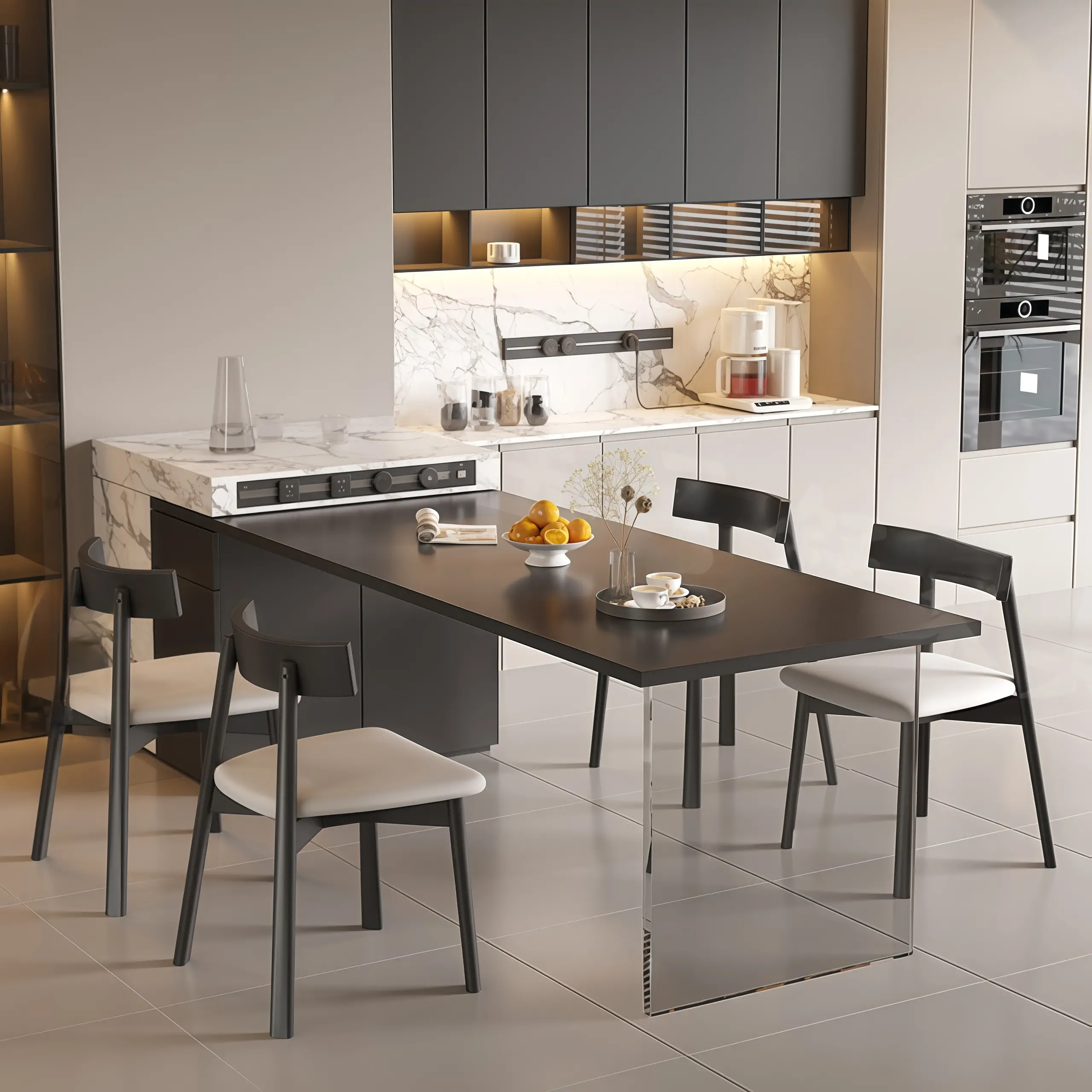 Modern Faux Leather Upholstered Low Back Dining Chair