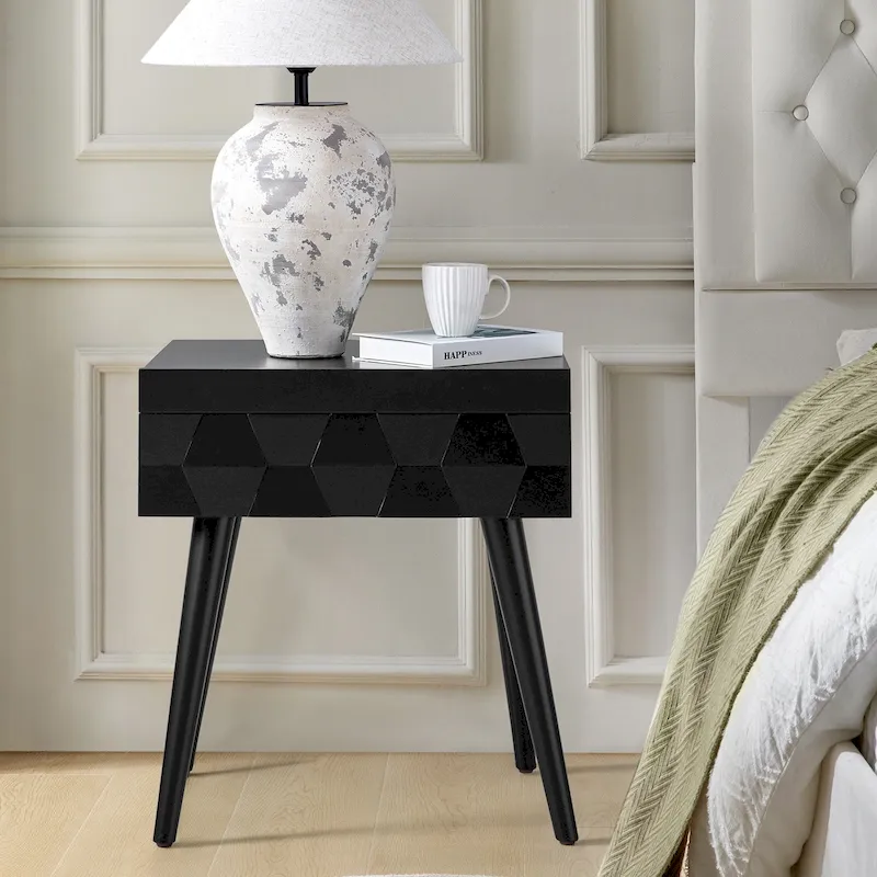 Julian Mid-century Modern End Table with Charging Station by HULALA HOME