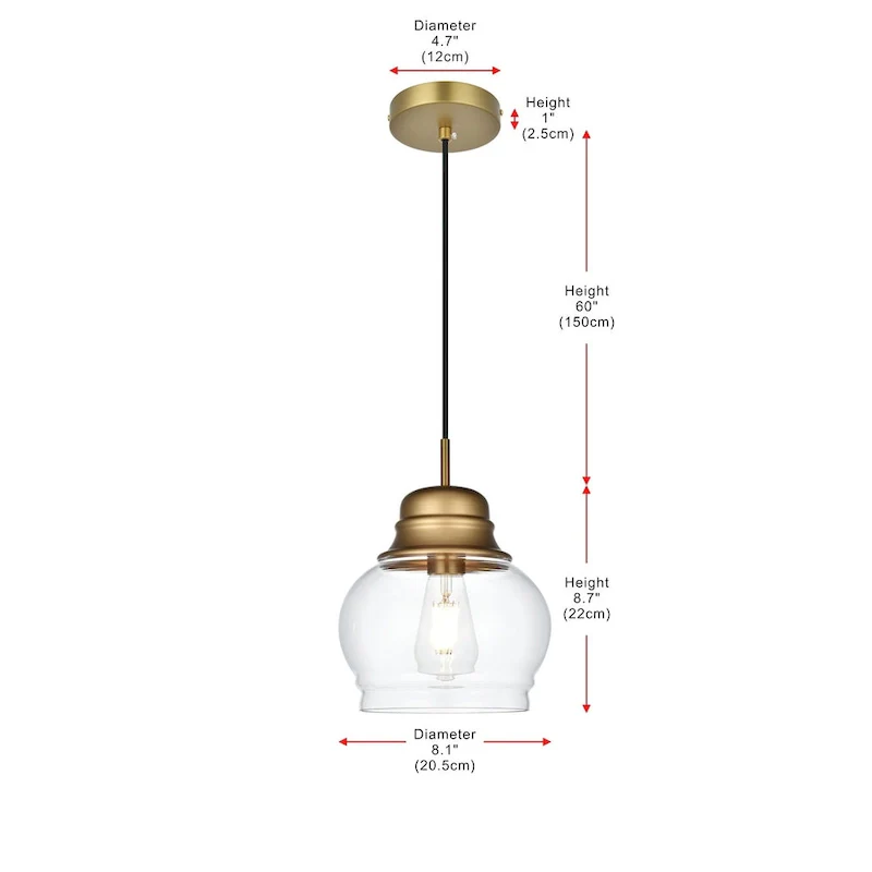 Elegant Lighting Kenna Single Light 8  Wide Mini Pendant with Clear