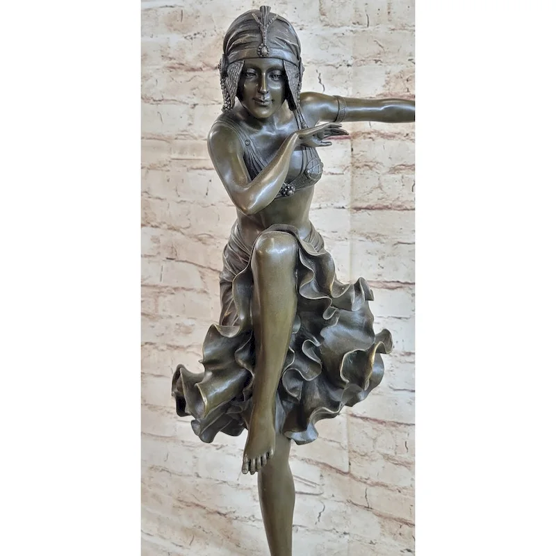 Chiparus Art Deco Bronze Female Dancer Figure Statue Sculpture 27 Inches X 10.5 Inches
