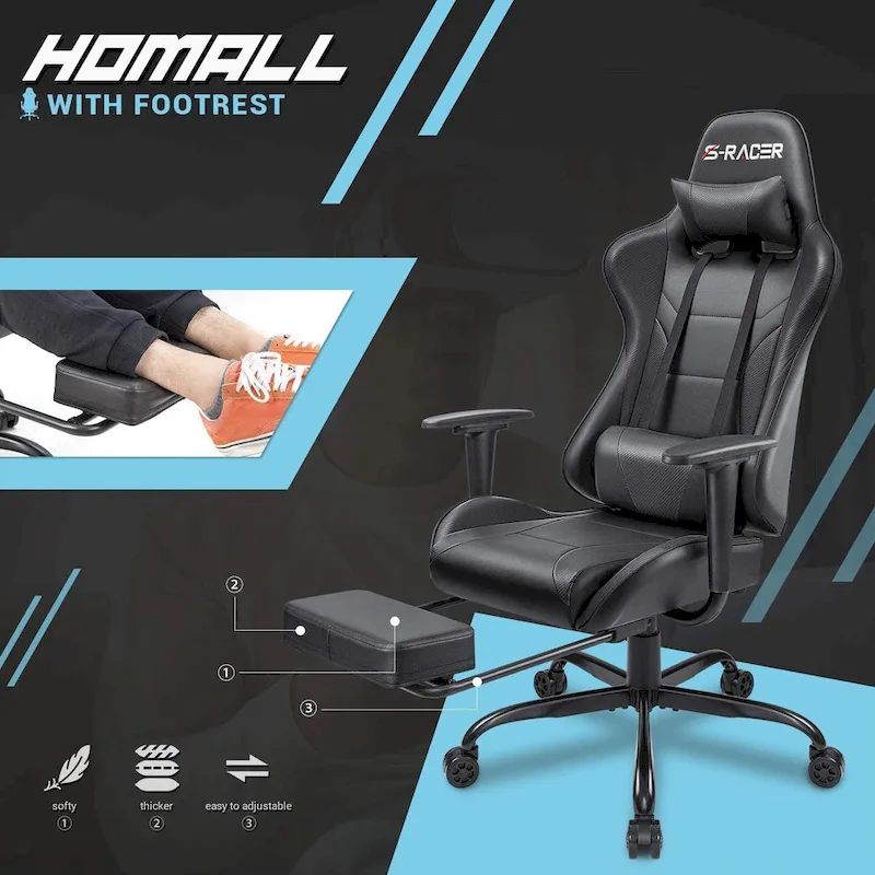 Gaming Chair with Footrest - Ergonomic Desk Chair