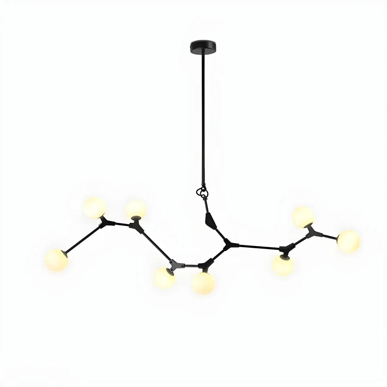 Modern Black Branch Globe 8-Light Island Chandelier