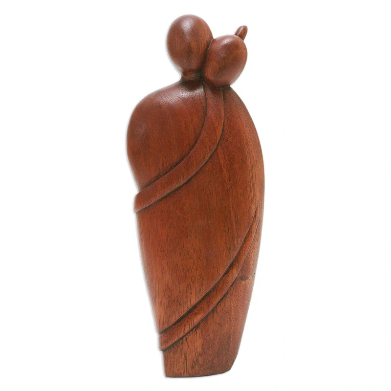 Novica Handmade Hug Therapy Wood Sculpture