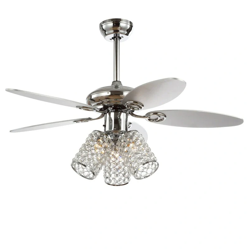 Mandy 42  3-Light Crystal LED Ceiling Fan With Remote, Chrome by JONATHAN Y