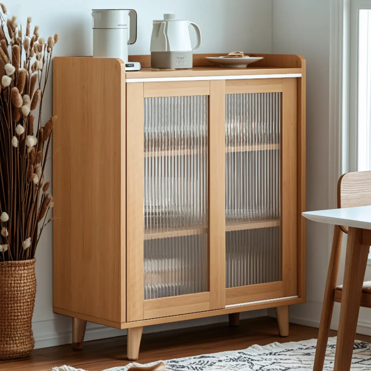 Modern Wooden Rectangle Accent Cabinet with Sliding Doors