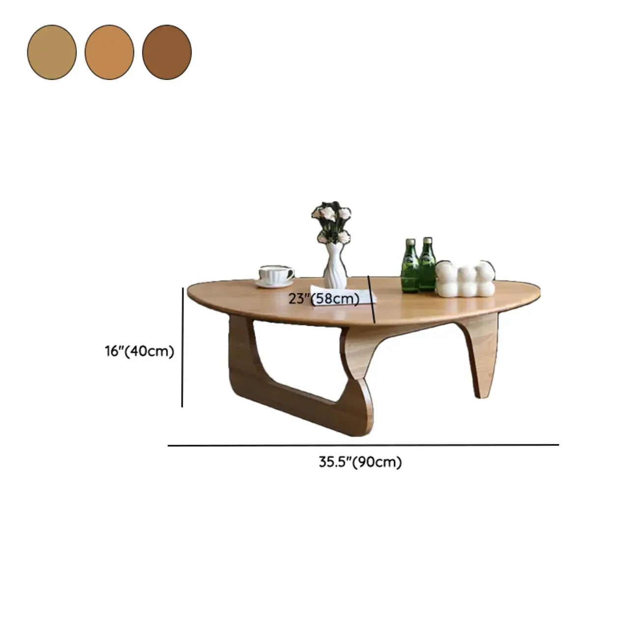 Modern Abstract Wood Triangular Coffee Table