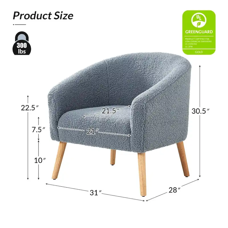 Sheila Modern 30W Boucle Armchair with Solid Wood Legs Set of 2 by HULALA HOME