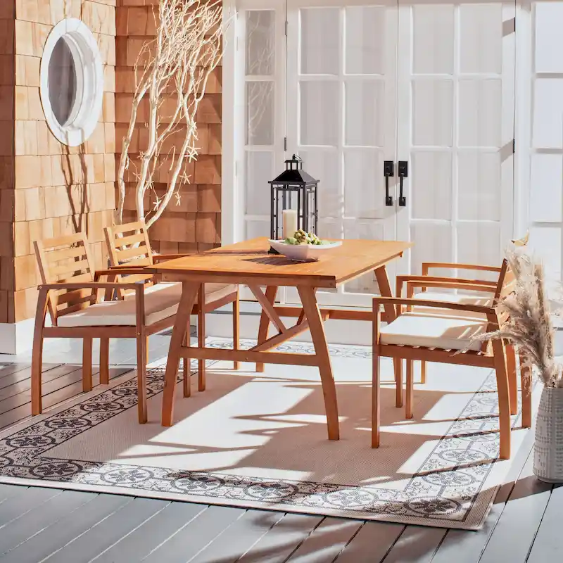 SAFAVIEH Outdoor Silviana 5-Piece Dining Set - 59Wx35Dx30H