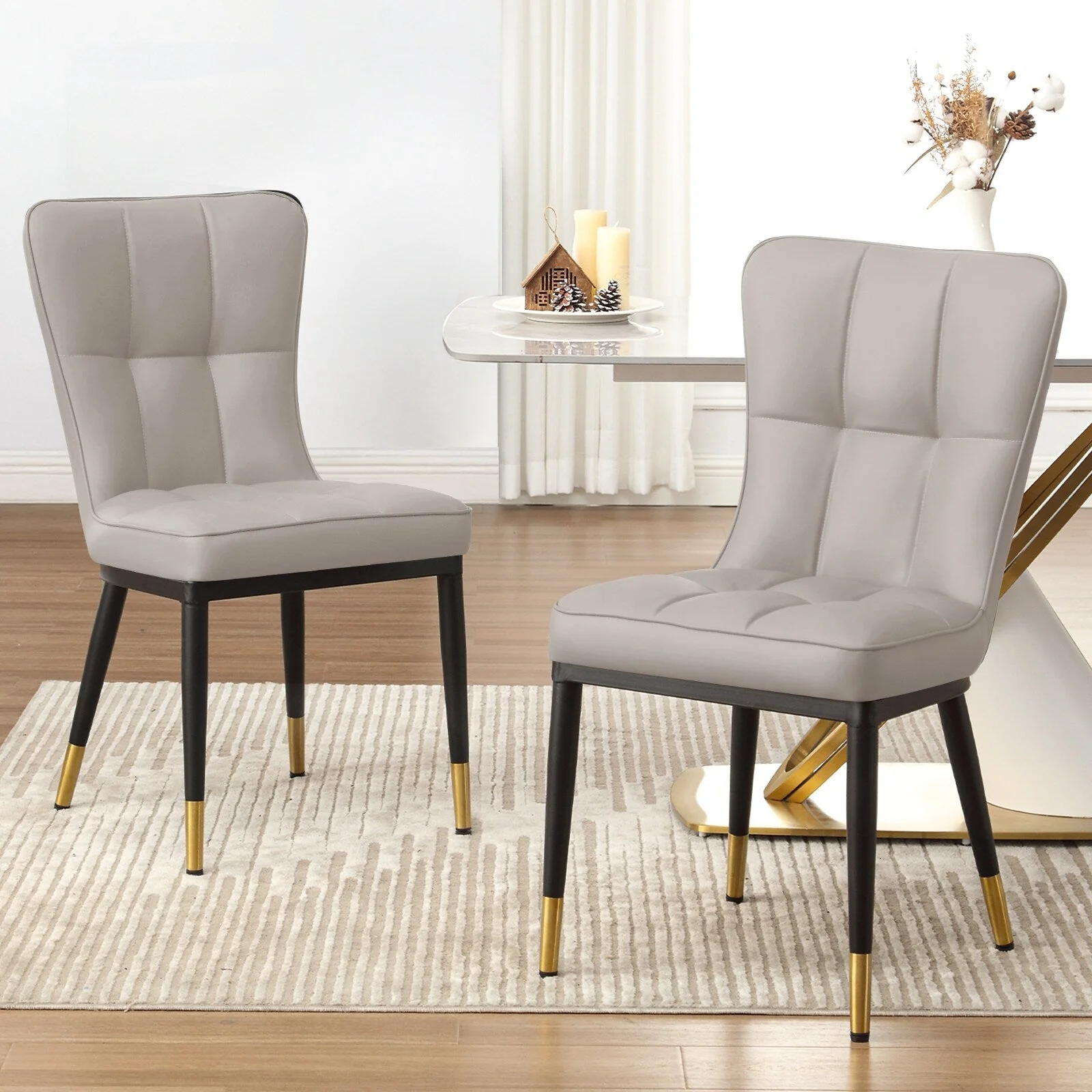 Faux Leather Upholstered Dining Chairs Set of 2/4