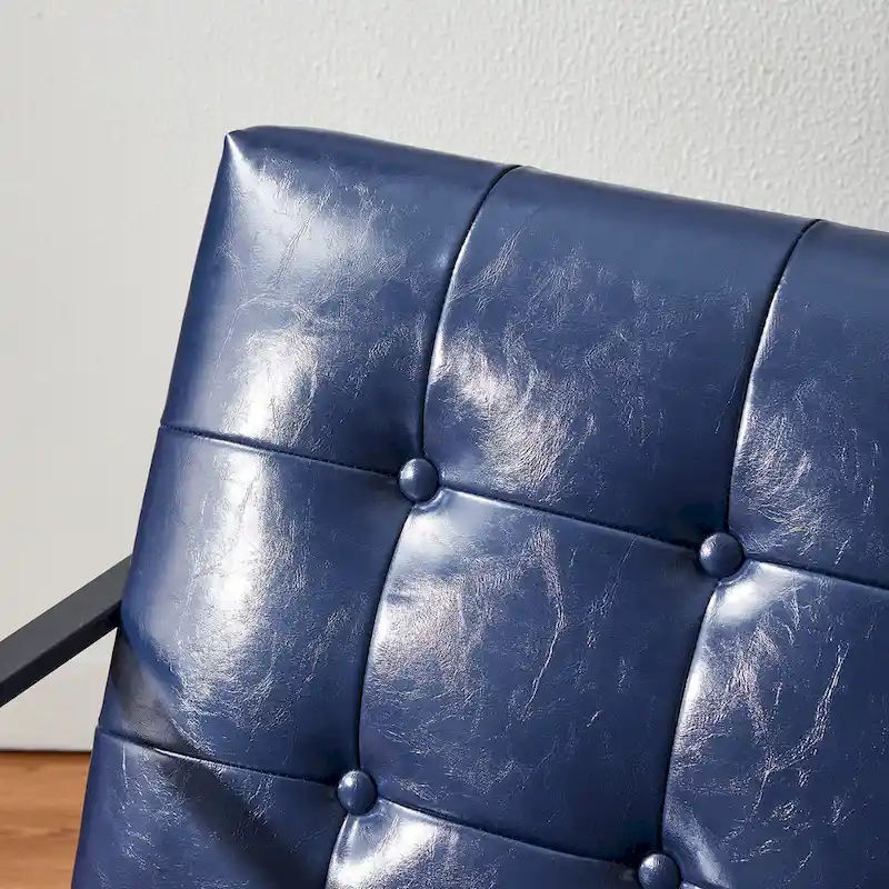 Glitzhome Modern PU Leather Tufted Accent Chair with Ottoman Set