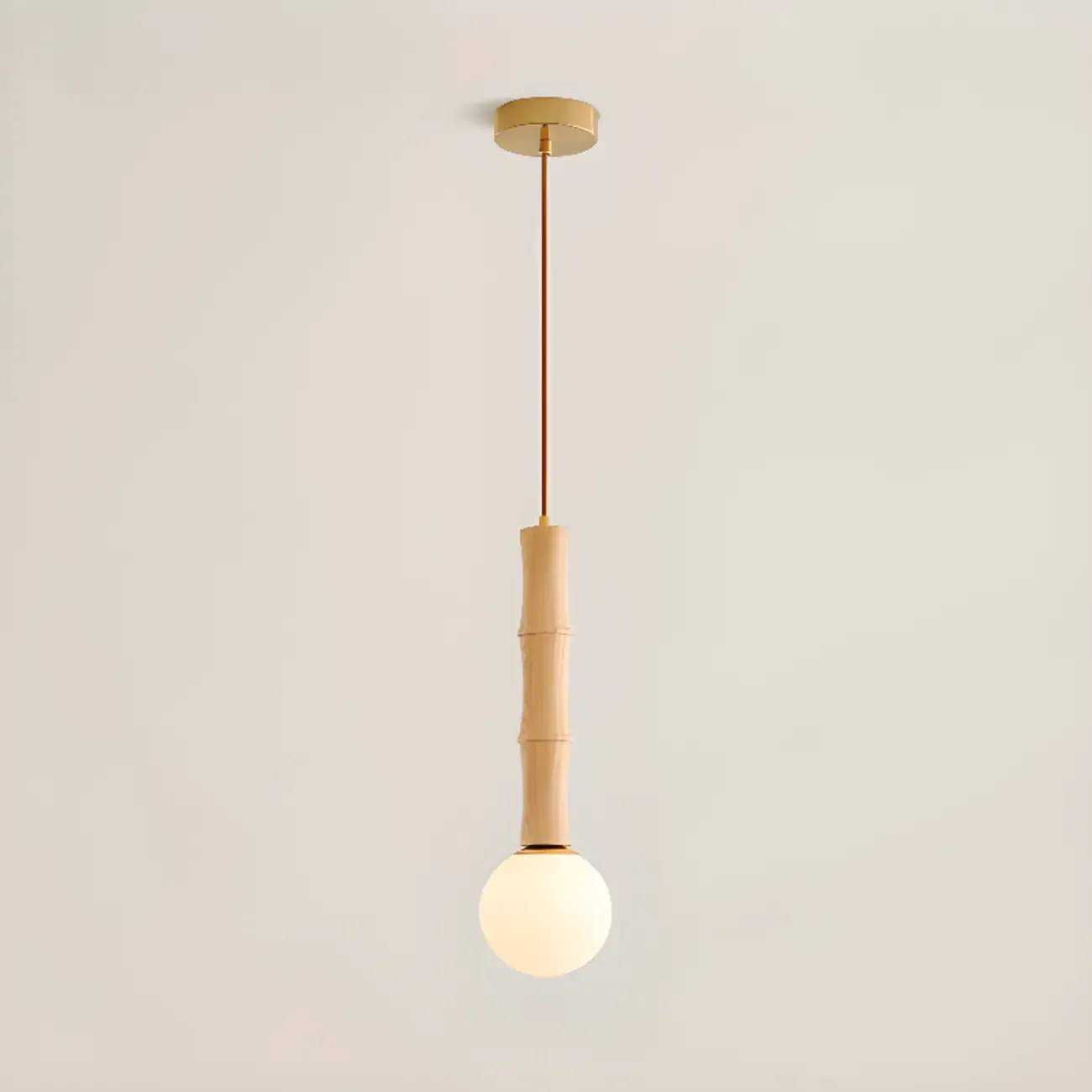 Adjustable Wood & Glass Globe Hanging Pendant Light Fixture