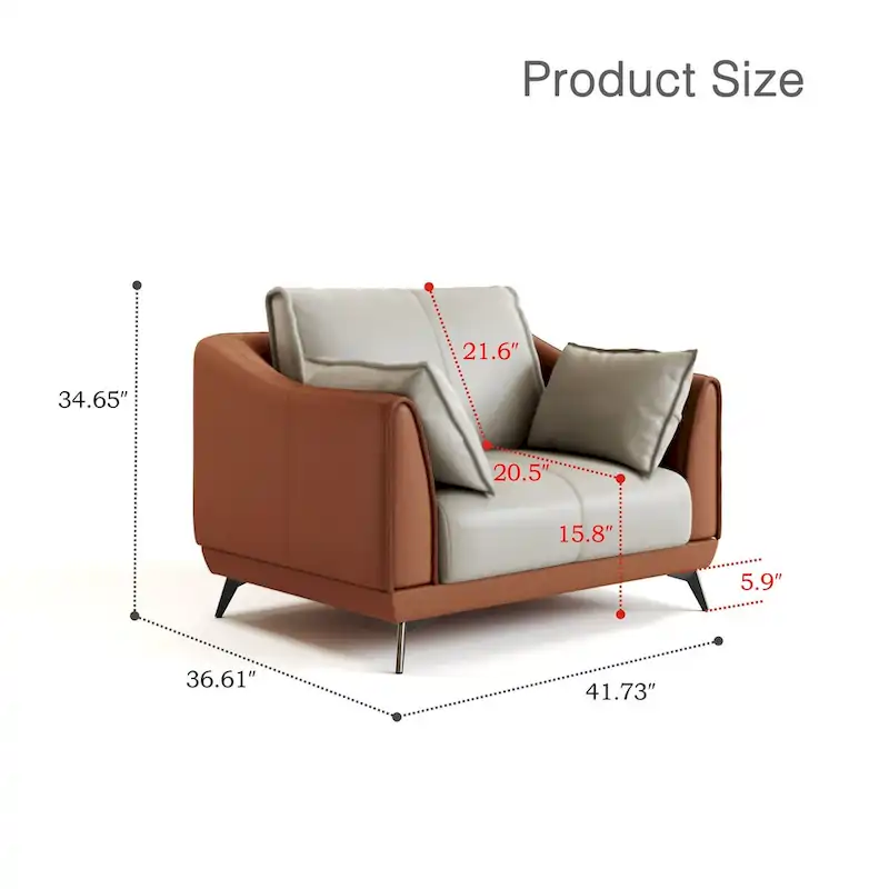 Modern Faux Leather 3-Seater Sofa with Black Legs - one seat