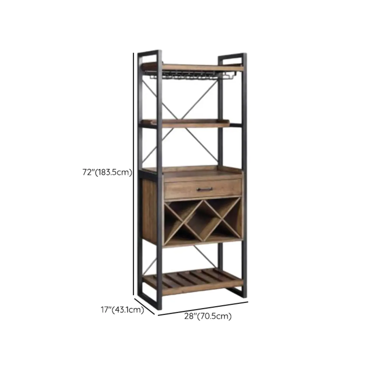 Brown Natural Wood Wine Bottle Glass Rack and Open Wine Rack