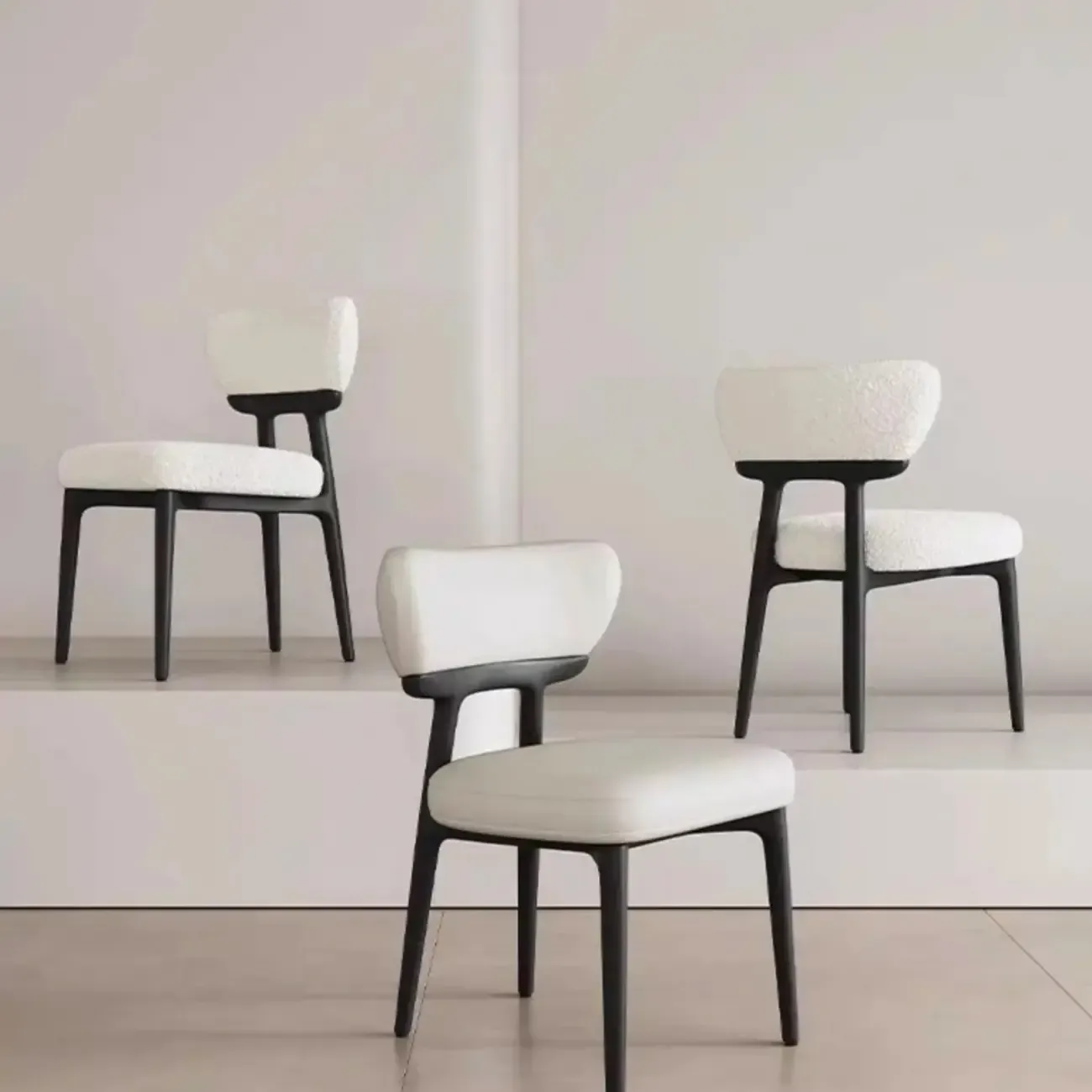 Scandinavian Low Back Upholstered Wood Dining Chair