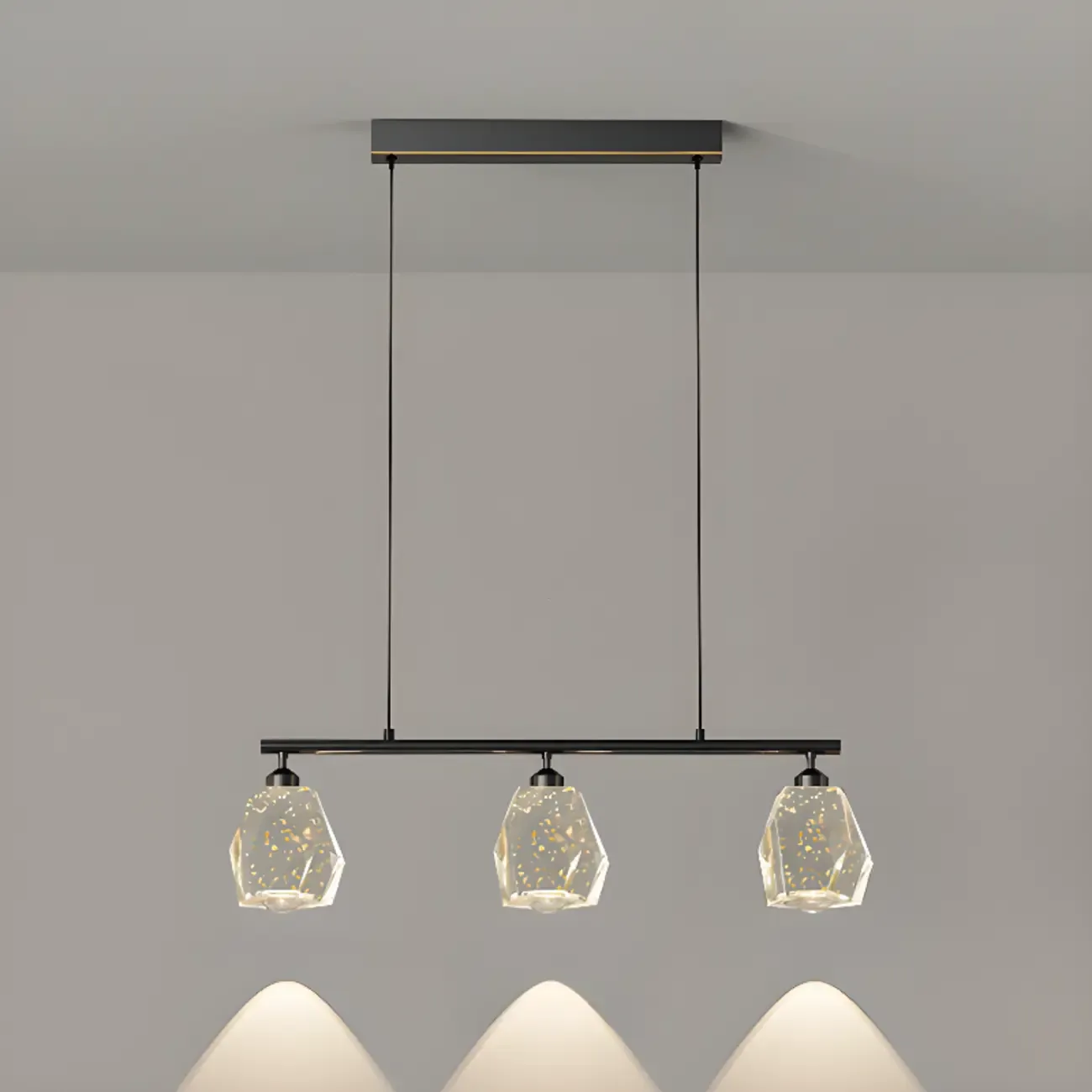 Geometric Gold Crystal Down Island Pendant Light