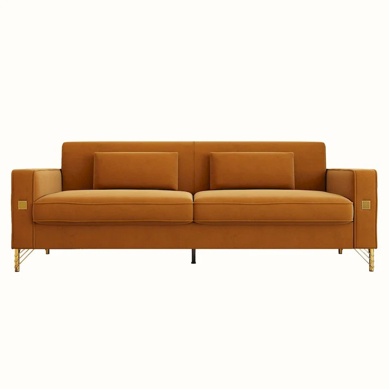 Modern Tufted Velvet Loveseat Upholstered Sofa with Removable Cushions and Pillows - 85.63 in.D x 30.31 in.W x 30.51 in.H