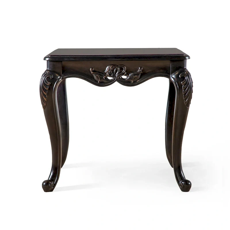 Furniture of America Clarissa Traditional Solid Wood End Table with Carved Legs