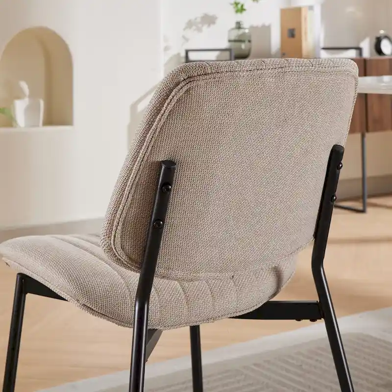 GDFStudio Modern Armless Upholstered Dining Chairs with Metal Legs