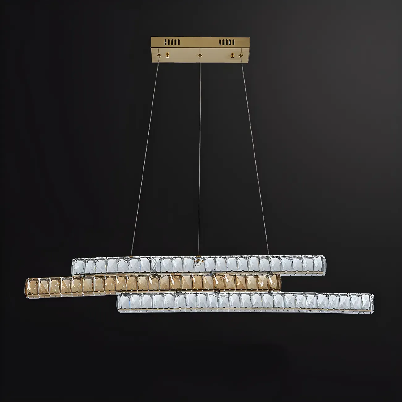 Modish 3-Tier Crystal LED Linear Pendant Light