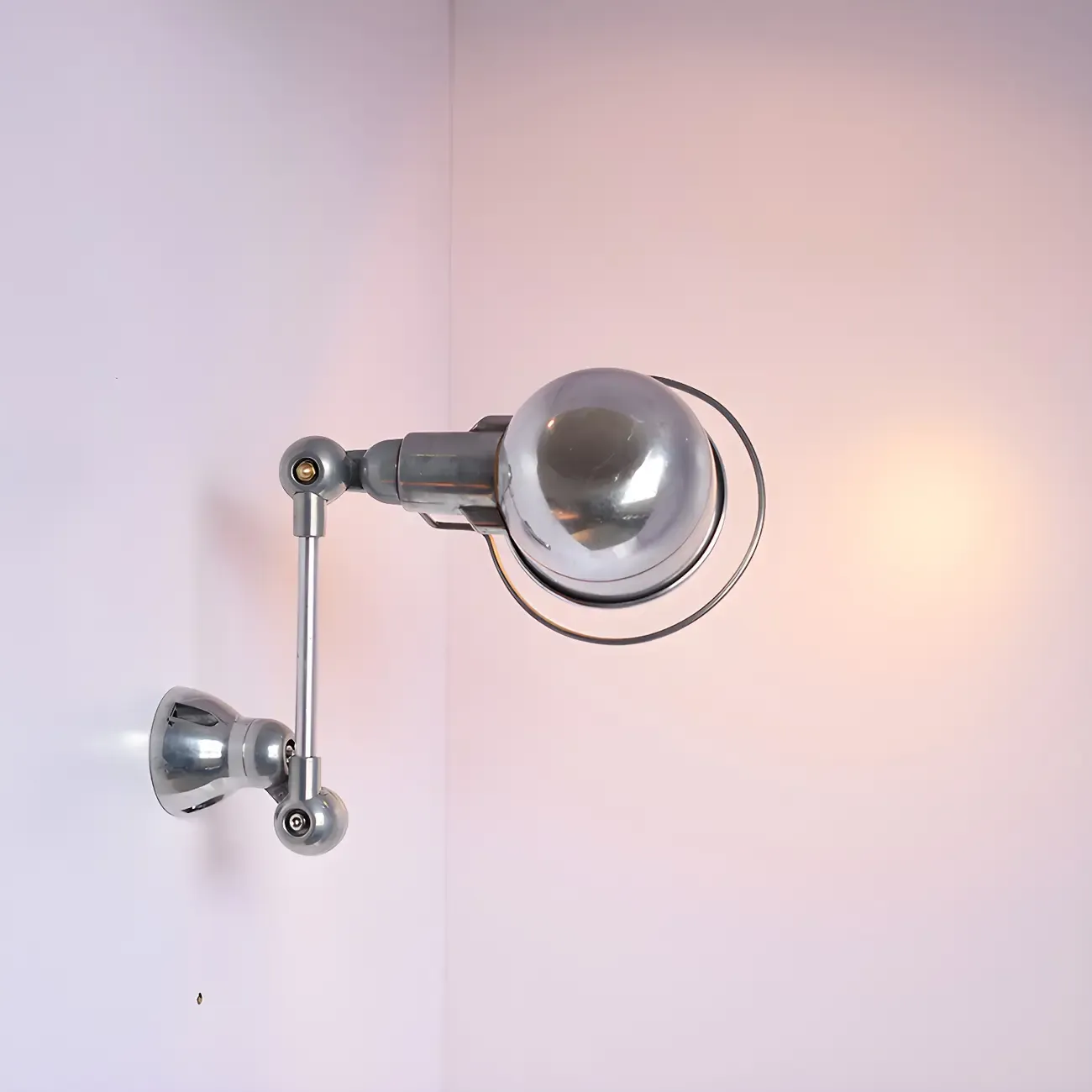 Industrial Metal Silver Glossy Mini Swing Arm Wall Light