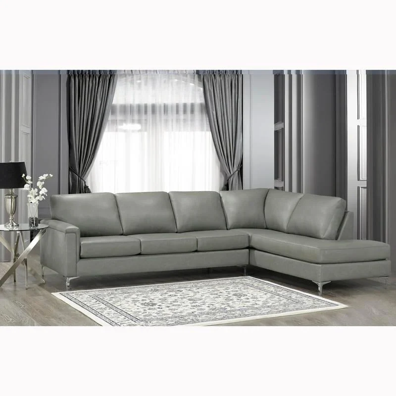 Malibu L-shaped Top-grain Leather Sectional Sofa - 122.5 x 85 x 36.5 x 35