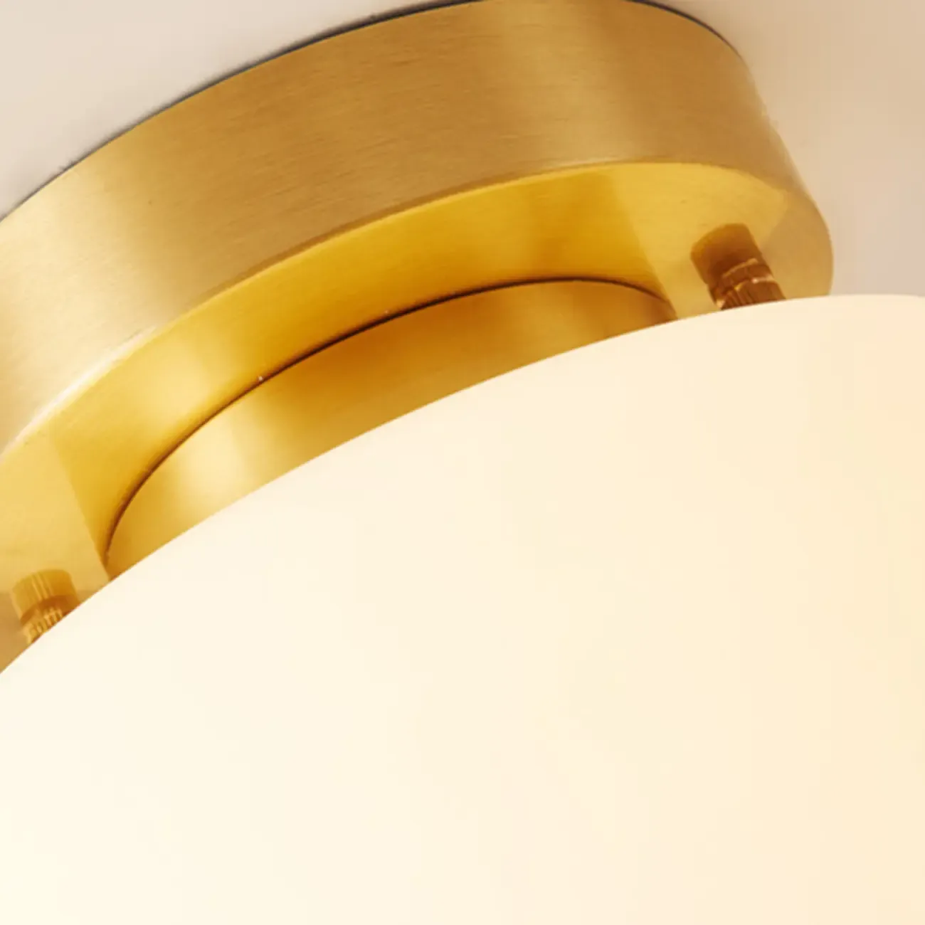Modern White Glass Drum Golden Semi Flush Ceiling Light