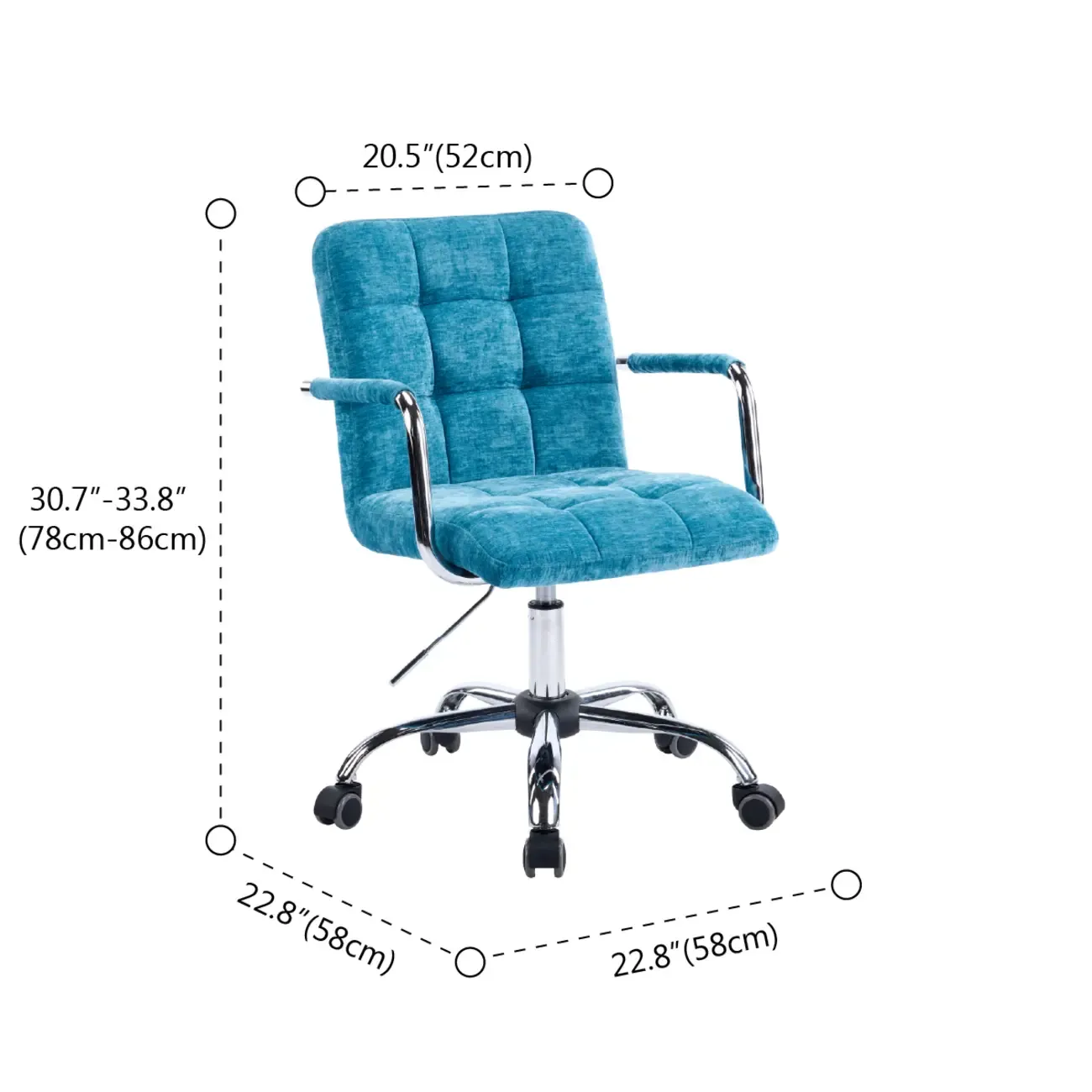 Adjustable Blue Fabric Upholstered Swivel Office Chair