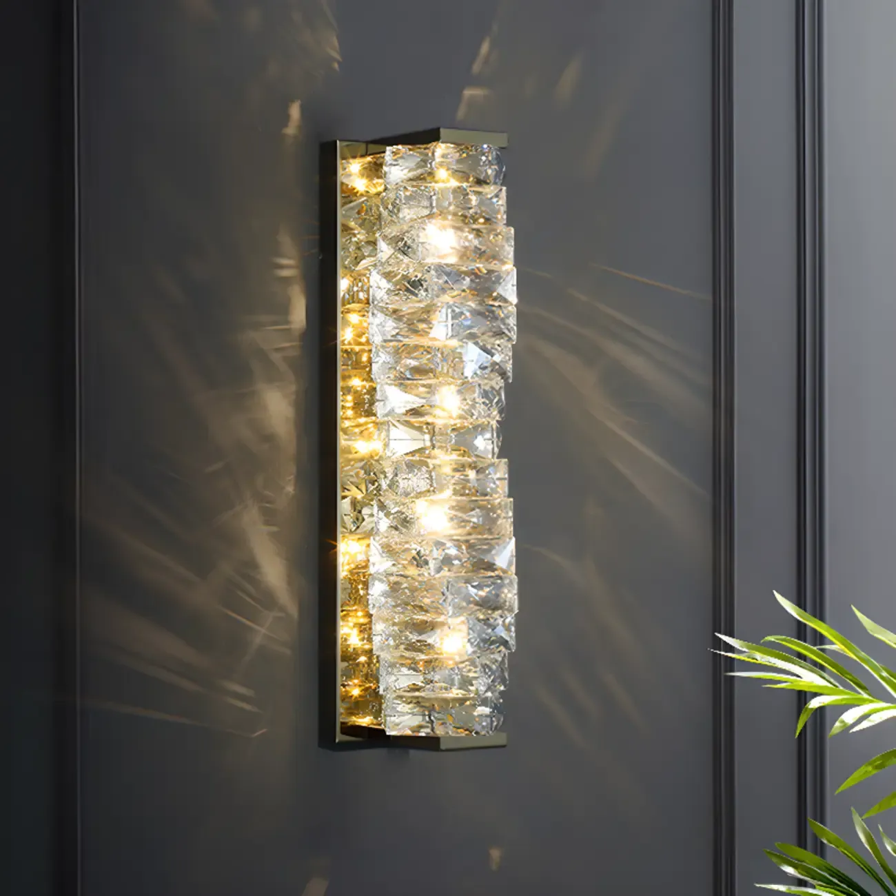 2-Light Geometric Wall Light with Clear Crystal