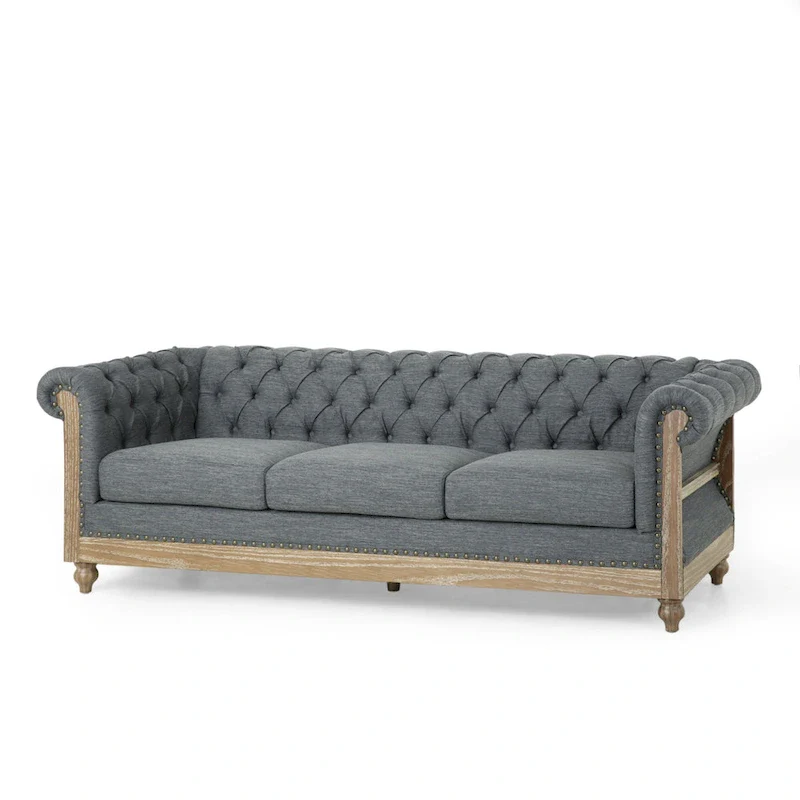 Saragus Chesterfield Sofa with Nailhead Trim by Christopher Knight Home - 85.50 L x 33.25 W x 28.50 H