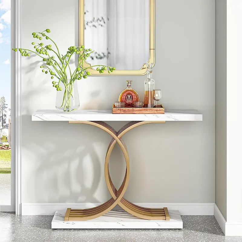 Console Table, Entryway Table with Geometric Legs, Sofa Table - 11.81  D x 39.37  W x 31.49  H