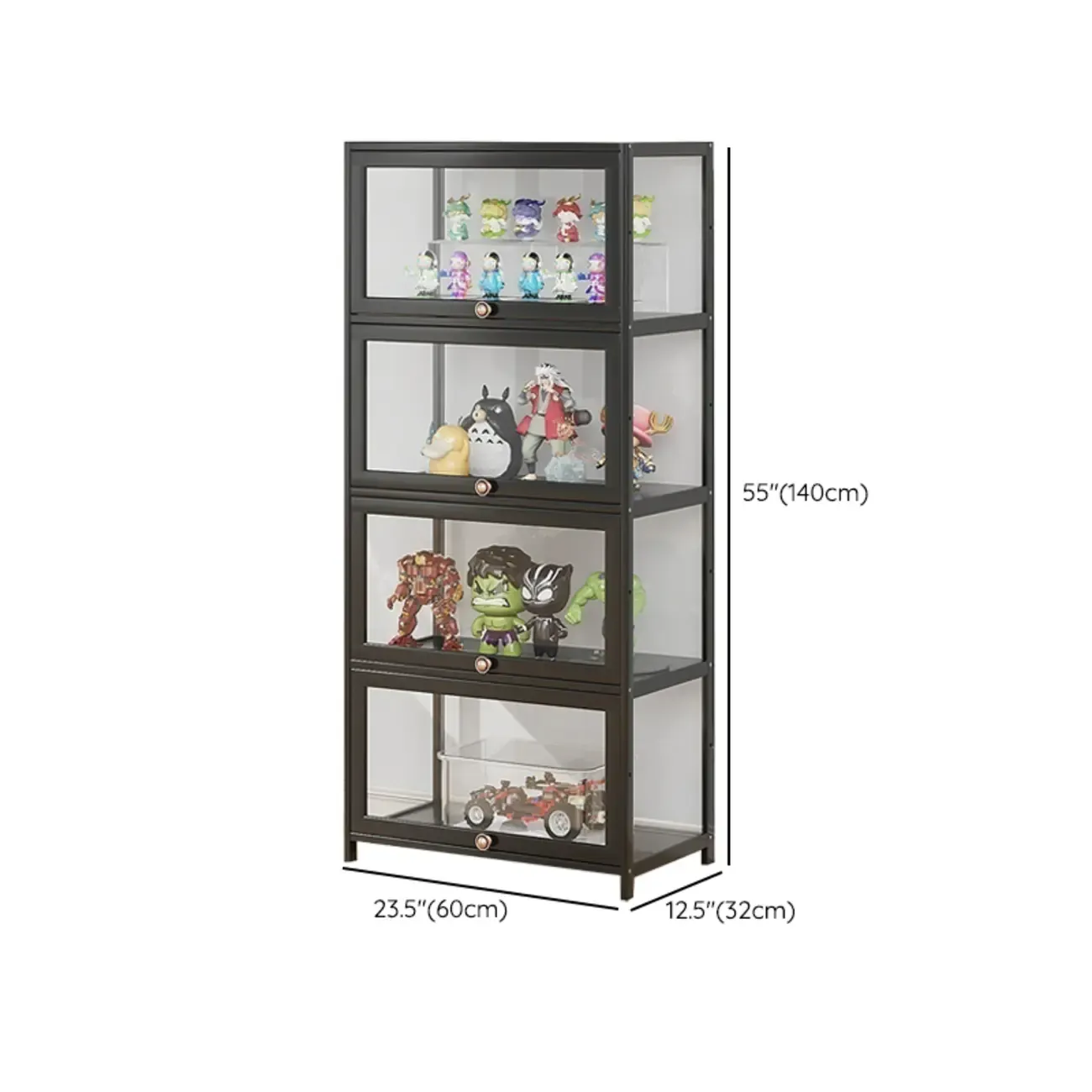 Simple Flip-up Black Clear Glass Cabinet