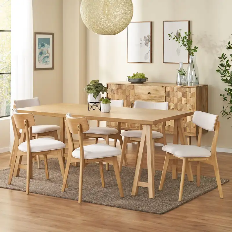 Chazz Mid-Century Modern 7 Piece Dining Set with A-Frame Table by Christopher Knight Home