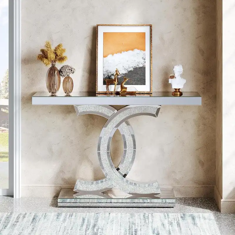 Console Table, Entryway Table with Geometric Legs, Sofa Table - 11.81  D x 39.37  W x 31.49  H