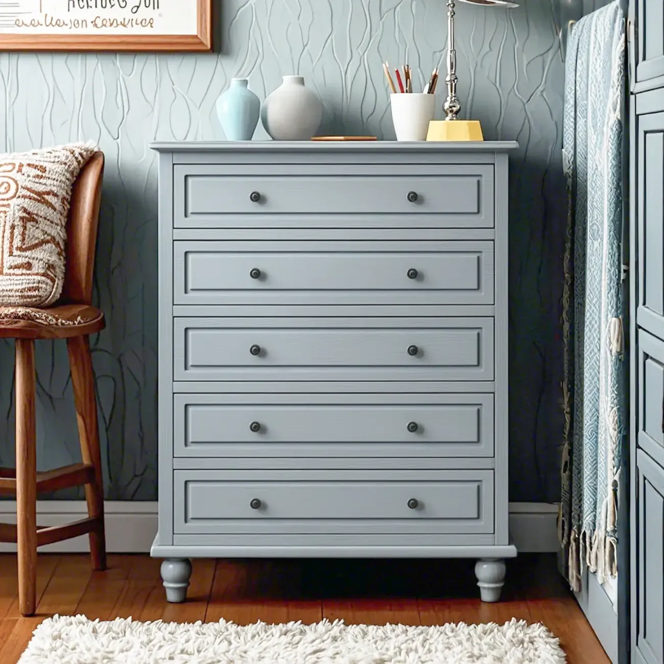Elegant Ash Wood Freestanding Chest with 5-Drawers