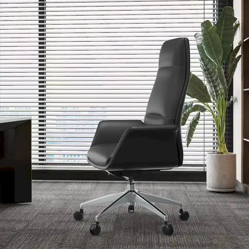 Summit High-Back Leather Office Chair with Swivel and Tilt