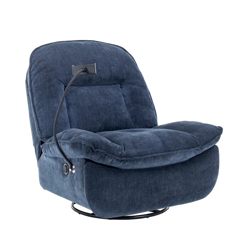 Bronzing fabric swivel recliner with mobile phone bracket