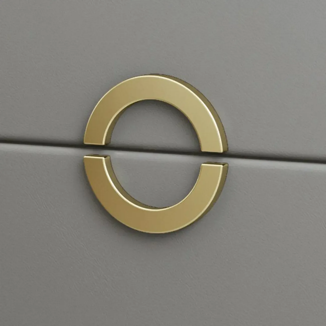 Chic Khaki Leather Gold Accents 2-Drawer Nightstand