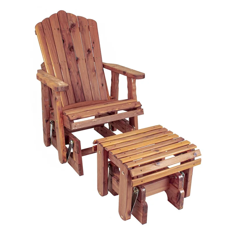 American Furniture Classics Model MM102 110 SOLID CEDAR ADIRONDACK Glider with Gliding Ottoman